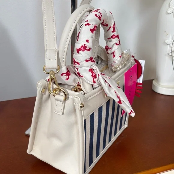 Betsey Johnson Navy and White Striped Mini Bag - Picture 4 of 10
